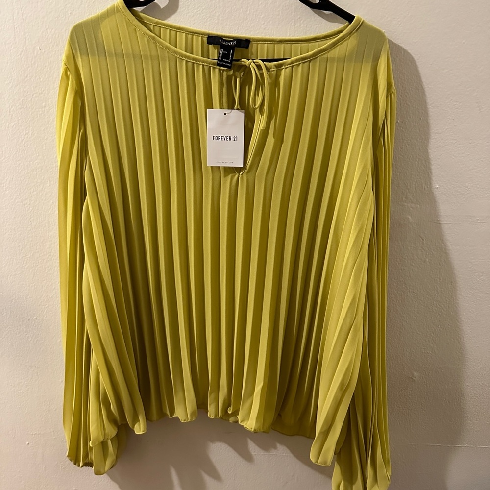NWT beautiful light green pleated blouse. Perfect for spring!